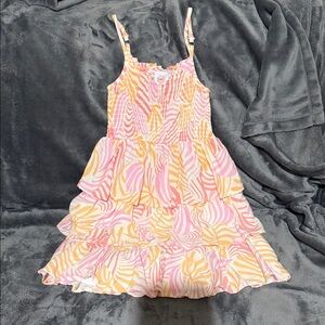 wonder nation Pink & Yellow Tiered Ruffle Sundress